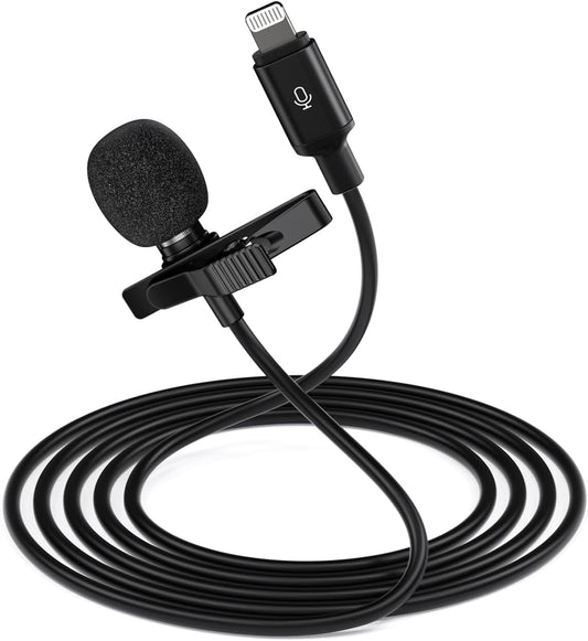 ttstar Wired Lavalier Microphone for iPhone Video Recording with 9.84ft Long Cord Omni Lav Mic Plug & Play for YouTube Vlogging