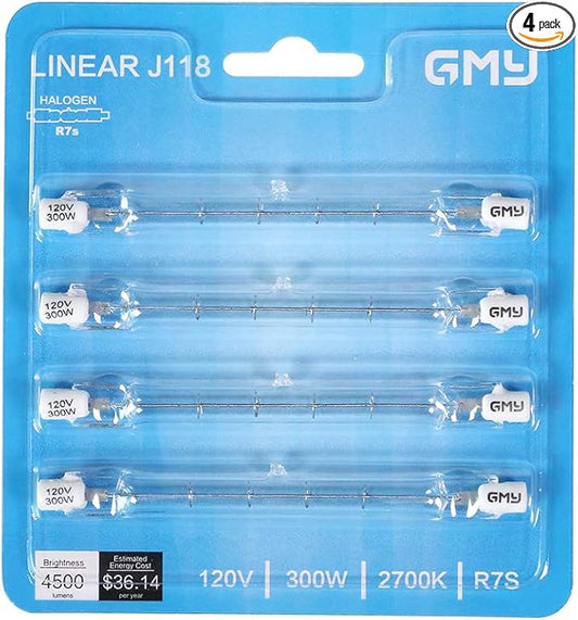 4-Pack R7S 118mm T3 300W Halogen Bulb Dimmable